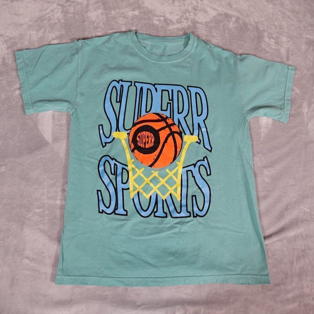 Superrradical Basketball Sports Logo T Shirt Mens Medium Teal Green